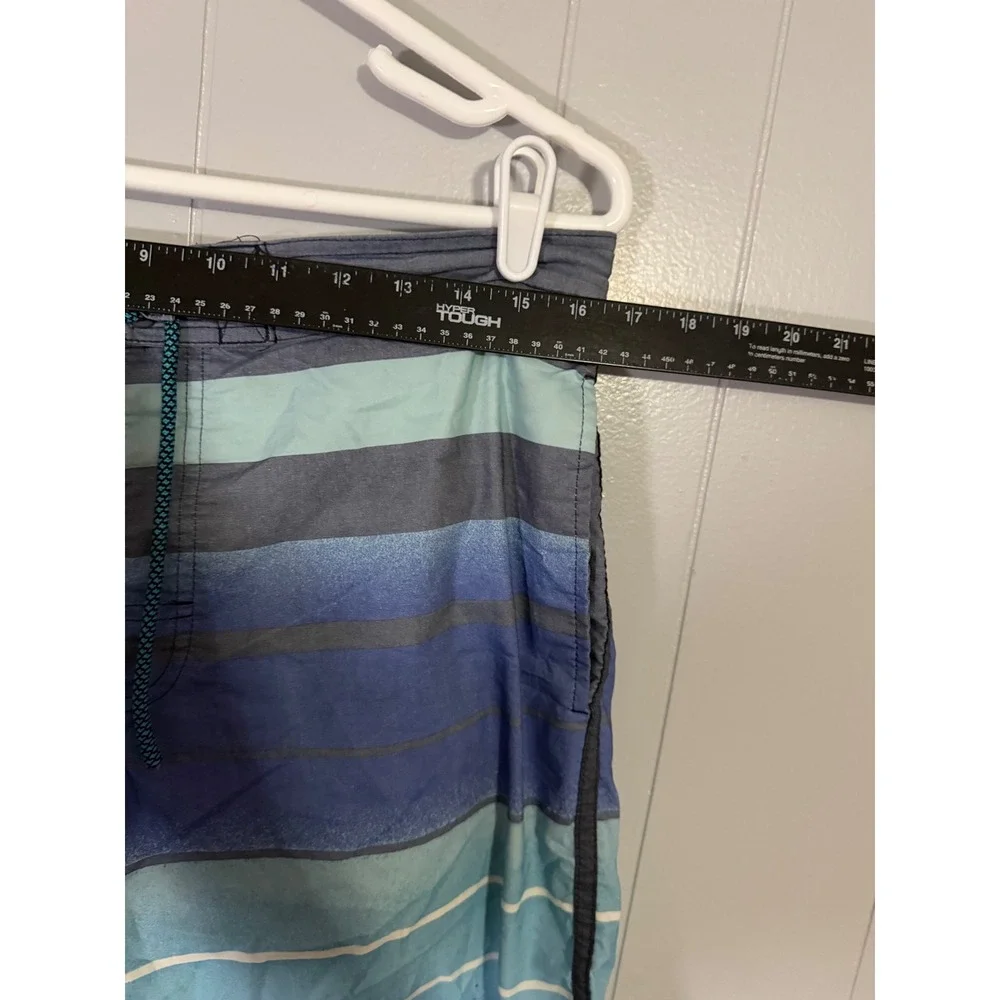 Nautica Board Shorts Mens 36 Blue Striped Drawstring Swim‎ Trunks